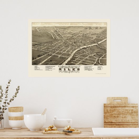 Niles, OH Panoramic Map - 1882 Poster (Keuken)
