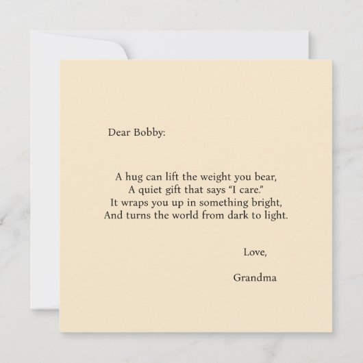 Nim Hugs Comfort Serie Kaart (Achterkant)