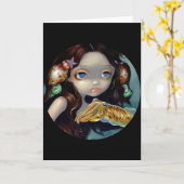 "Nimf met een inktvis" Wenskaart Kaart (Gele Bloem)