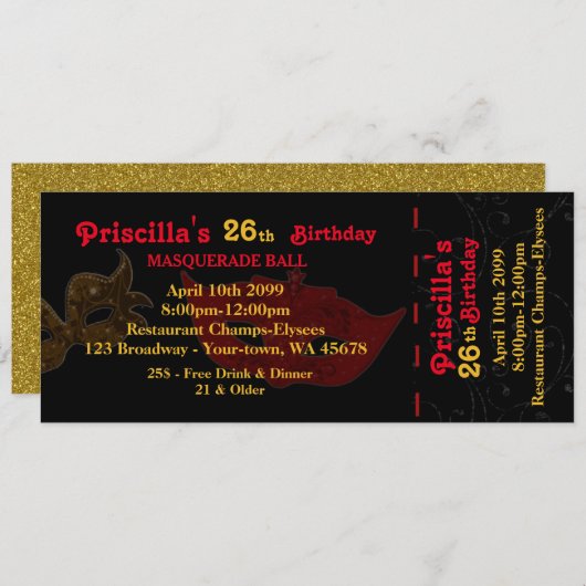 n'importe quel âge, 26e, Invitation styl, Annivers (Devant / Derrière)