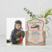 N'IMPORTE QUEL ÂGE - Avion Vintage Boy Invitation (Debout devant)