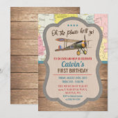 N'IMPORTE QUEL ÂGE - Avion Vintage Boy Invitation (Devant / Derrière)