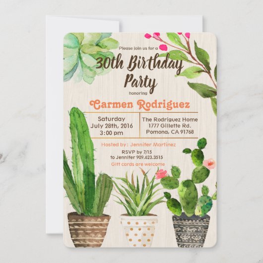 N'IMPORTE QUEL ÂGE - Cactus Succulent Invitation d (Devant)