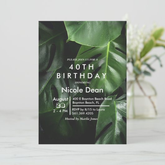 N'IMPORTE QUEL ÂGE - Feuille tropicale Invitation  (Debout devant)