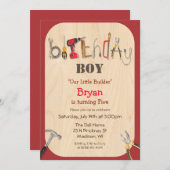 N'IMPORTE QUEL ÂGE - Outil Boy Builder Invitation  (Devant / Derrière)