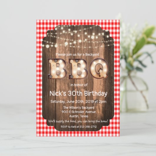 N'IMPORTE QUEL ÂGE - Rustique barbecue Invitation (Debout devant)