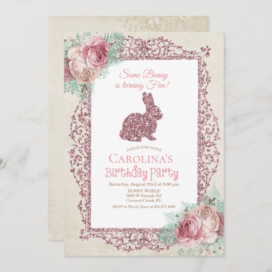 N'IMPORTE QUEL ÂGE - Un lapin Invitation à l'Anniv (Devant / Derrière)