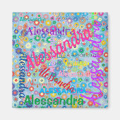 N'importe quel nom Collage avec aimant Fleurs (Devant)