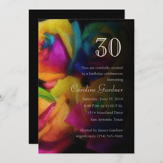 N'importe quel nombre Anniversaire Invitation Arc- (Devant / Derrière)