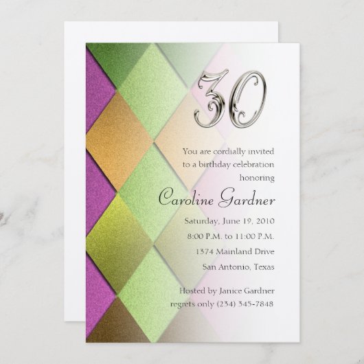 N'Importe Quel Numéro Invitation Anniversaire (Devant / Derrière)