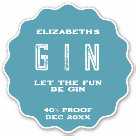 N'Importe Quel Sticker Gin Personnalisé Couleur (Devant)
