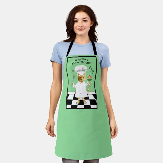N'Importe Qui Peut Cuisiner ! Tablier Vert Kitty ( (Porté)
