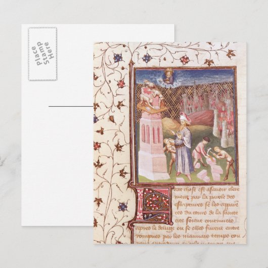 Nimrod die toezicht houdt op de bouw van de toren  briefkaart (Voorkant / Achterkant)