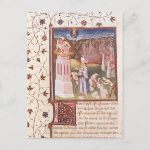 Nimrod die toezicht houdt op de bouw van de toren briefkaart