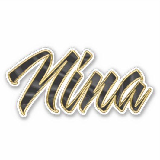 Nina black gold Lettering Aufkleber Sticker (Voorkant)