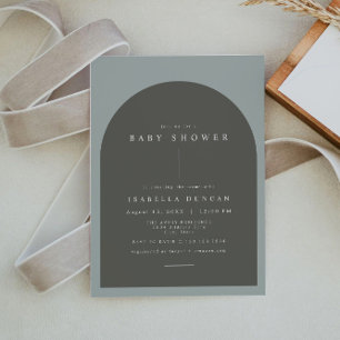 NINA Bohemian Arch Sage Green Photo Baby shower Kaart