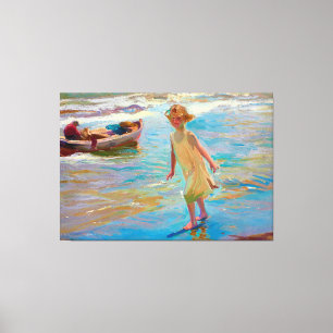Niña en la playa, Valencia door Joaquin Sorolla 19 Canvas Afdruk