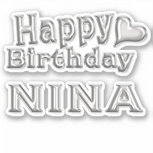 Nina Happy Birthday silver Aufkleber Sticker (Voorkant)