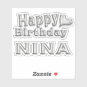 Nina Happy Birthday silver Aufkleber Sticker (Vel)