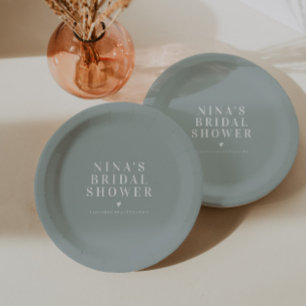 NINA Minimalistische Boheemse Saliegroene Bruiloft Papieren Bordje