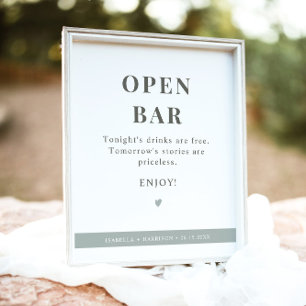 NINA Modern Sage Green Open Bar Weddenschap Poster