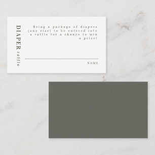 NINA Moderne Minimale Sage Green Diaper Raffle Plaatskaartje