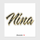 Nina noir autocollant lettrage Stickers (Feuille)