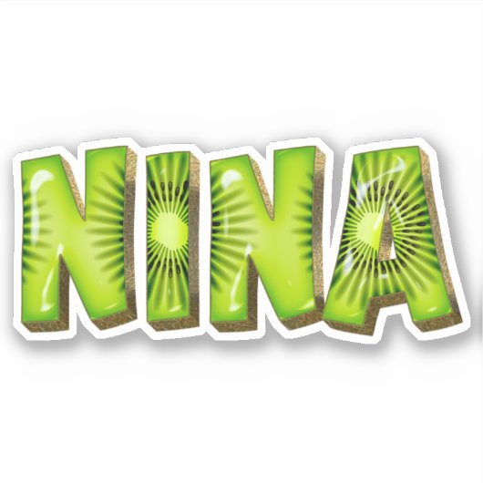 Nina Nom Kiwi Design Autocollant Sticker (Devant)