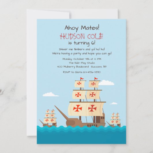 Niña, Pinta et Santa Maria Invitation (Devant)