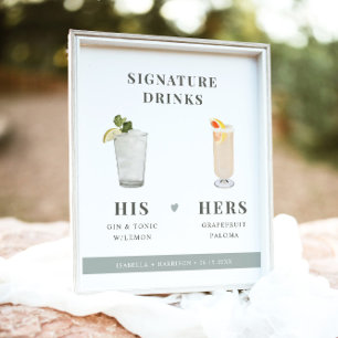 NINA Sage Green Signature Drink Zijn en haar Sign Poster
