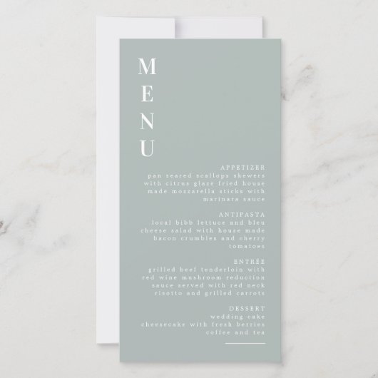 NINA Sage Groen Boho Modern Minimalistisch Menu (Voorkant)