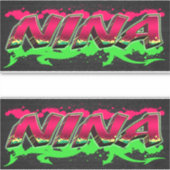 Nina Vorname Name Graffiti Aufkleber Sticker (Voorkant)