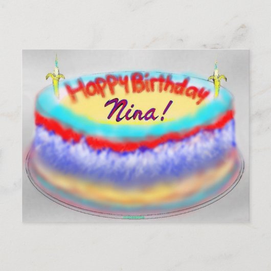 Nina's Birthday Cake Briefkaart (Voorkant)