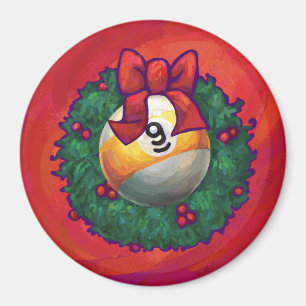 Nine Ball in kerstmis Wreaton Red Magneet