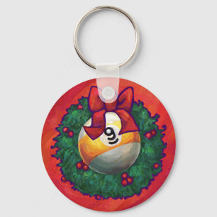 Nine Ball in kerstmis Wreaton Red Sleutelhanger