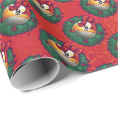 Nine Ball in Kerstmis WreatPattern op Red Cadeaupapier (Rol Hoek)