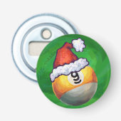 Nine Ball in Santa Hat op Green Button Flesopener (Voorkant)