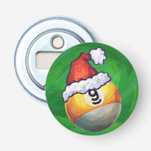 Nine Ball in Santa Hat op Green Button Flesopener