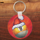 Nine Ball in Santa Hat op rood Sleutelhanger (Voorkant)