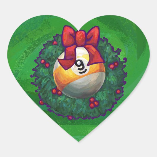 Nine Ball in Wreath on Green Hart Sticker (Voorkant)