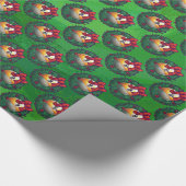 Nine Ball in Wreath Pattern on Green Cadeaupapier (Hoek)
