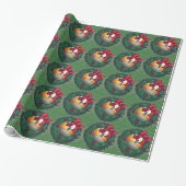 Nine Ball in Wreath Pattern on Green Cadeaupapier (Uitgerold)
