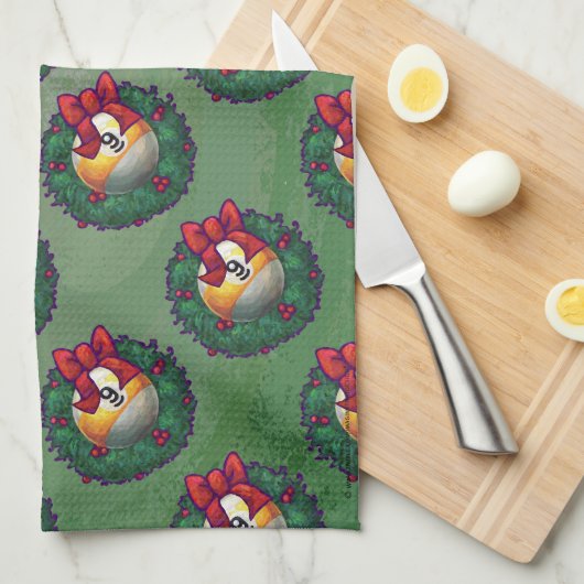 Nine Ball in Wreath Pattern on Green Theedoek (Quarter Fold)