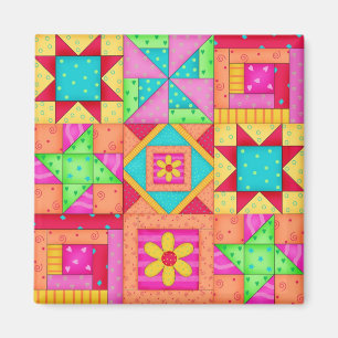 Nine Block Quilt Patchwork Blocks Art Magneet
