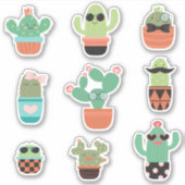 Nine Cool Cacti Sticker (Voorkant)