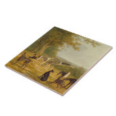 Nine Greyhounds in een Landschap (olie op canvas) Tegeltje (Zijkant)