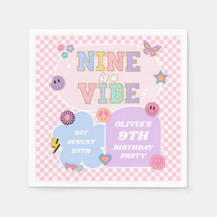 Nine is een vibe preppy patch 9e verjaardagsfeestj servet