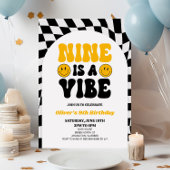 Nine is een vibe retro eerste 9e verjaardag kaart