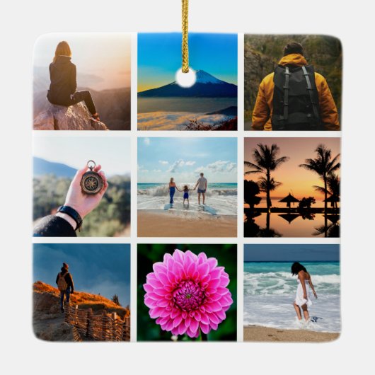 Nine Photo Afbeelding Collage Keramisch Ornament (Achterkant)