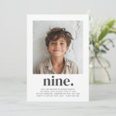 Nine Square Photo First Birthday Invitation Kaart (Staand voorkant)